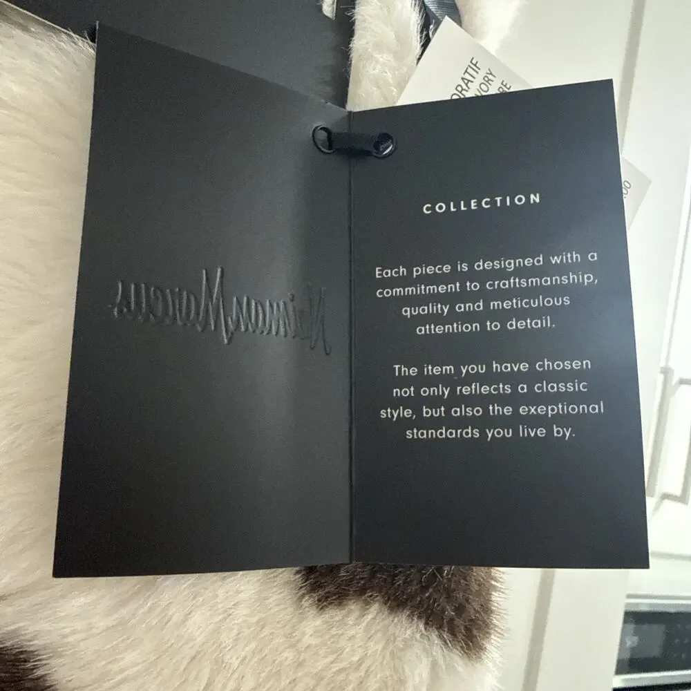 NEIMAN MARCUS Luxury COWHIDE Design Faux Mink Fur Throw Blanket NEW WITH TAGS
